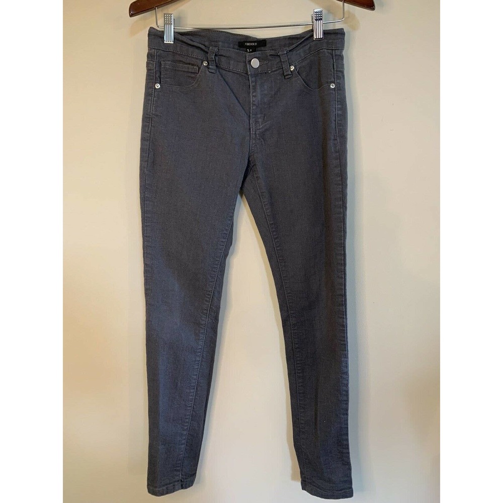 Forever 21 Denim Jeans Skinny Ankle Pants Womens Size 26 Gray Stretch Med Wash